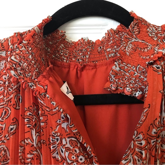 Orange Nanette Lepore Smocked Pleated Dress - Picture 4 of 5